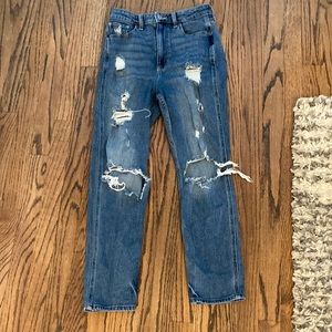 blue ripped denim hollister jeans, size 2